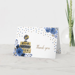 Travel themed bridal shower thank you note card
