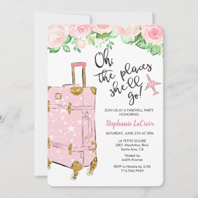 Travel Themed Farewell Going Away Party Invitation (Front)