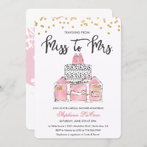 Travel Themed Floral Bridal Shower Invitation