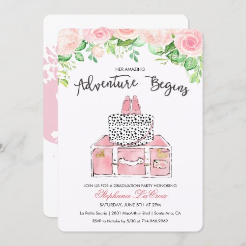 Travel Themed Floral Invitation