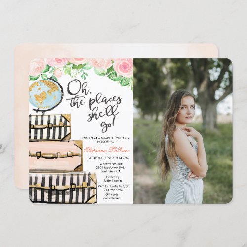 Travel Themed Graduation Party Photo Invitation