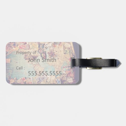 Travel Themed Map Luggage Tag