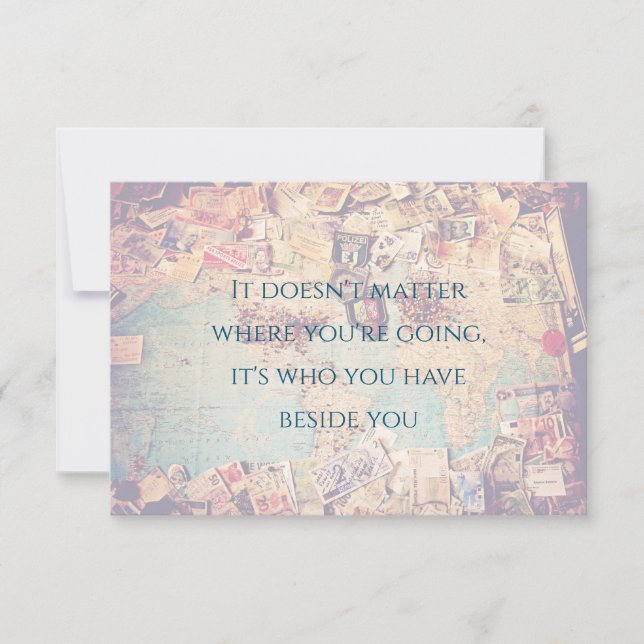 Travel Themed Map Save the Date Invitation (Front)