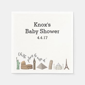Travel Themed Napkins- Baby Shower Ideas Paper Napkins by AestheticJourneys at Zazzle