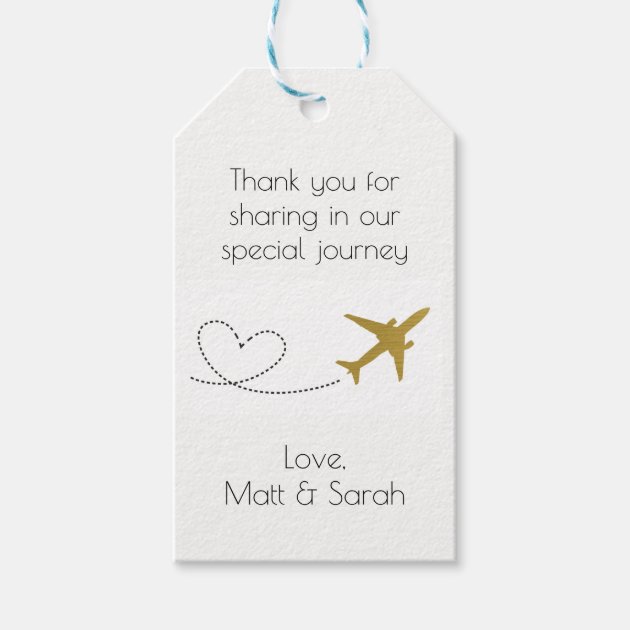 Travel Themed Party Favor Tag- Gold Wedding Gift Tags