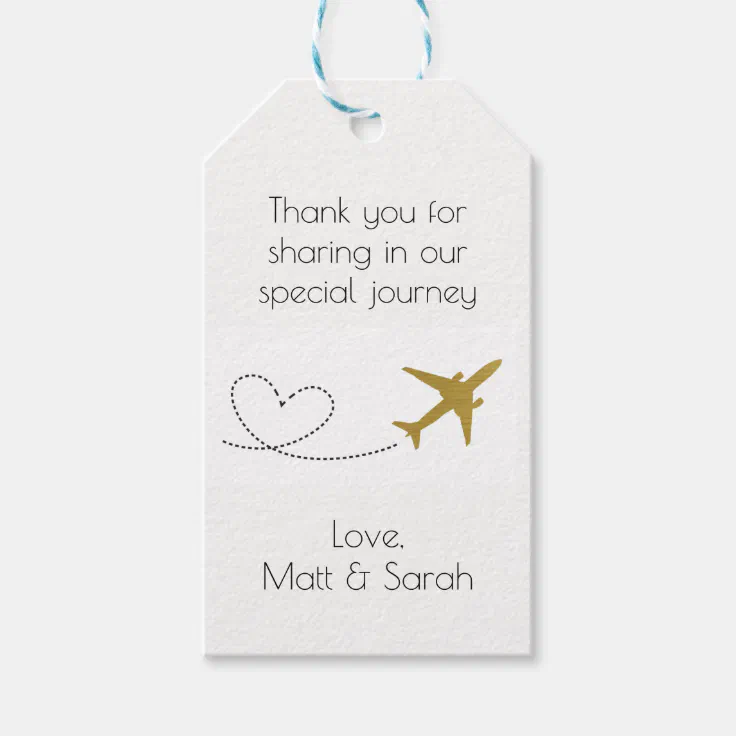 Travel Themed Party Favor Tag- Gold Wedding Gift Tags | Zazzle