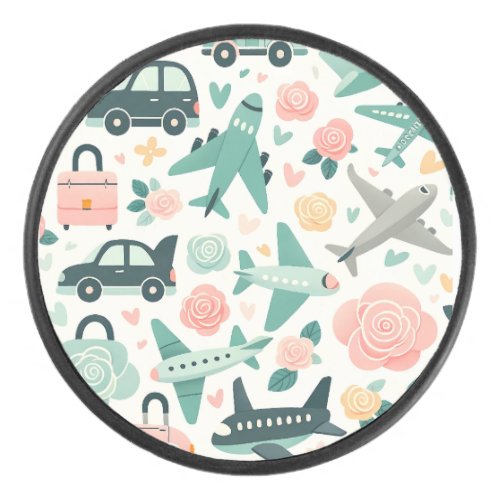 Travel_Themed Puck with Airplane and Car Pattern