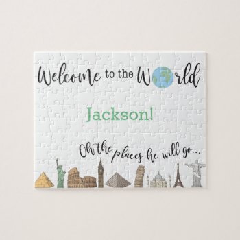 Travel Themed Puzzle- Baby Shower Gift Idea Jigsaw Puzzle by AestheticJourneys at Zazzle