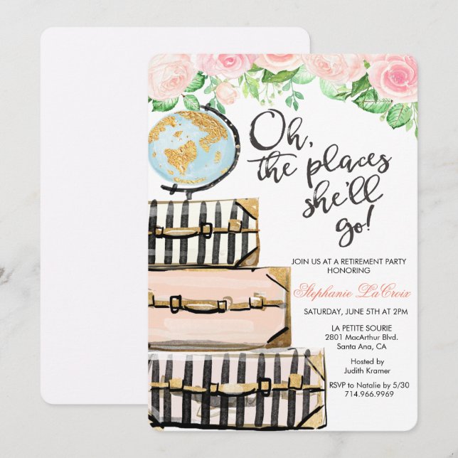 Travel Themed Retirement Party Invitation (Front/Back)