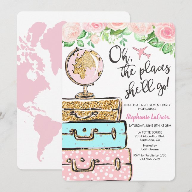 Travel Themed Retirement Party Invitation (Front/Back)