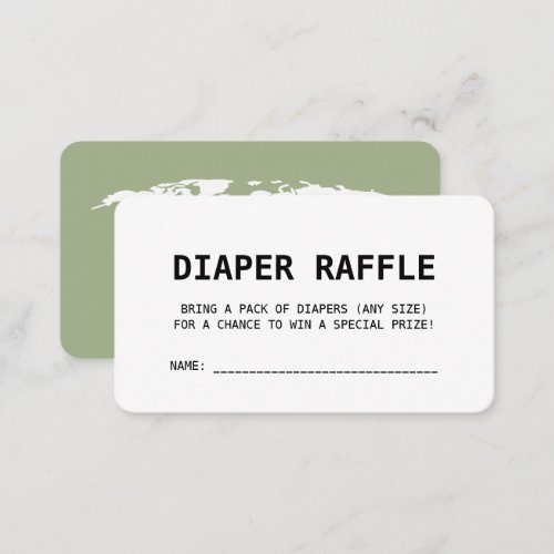 Travel Themed Sage Green Baby Shower Diaper Raffle Enclosure Card