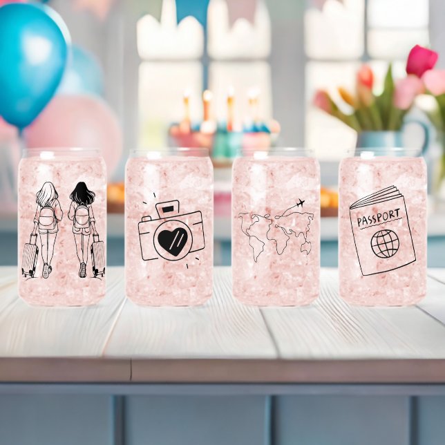 Travel-Themed Special Occasion Glass Set (Insitu (Baby Shower))