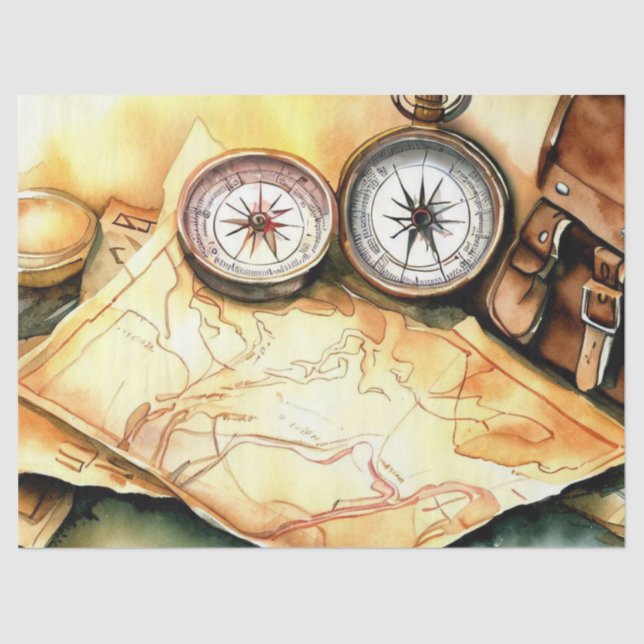 "Travel-Themed Tissue Splendor: Adventure Awaits" Paper (Front)