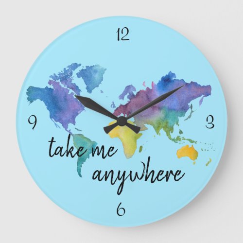 Travel Themed Watercolor Clock