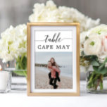 Travel Themed Wedding Photo Table Number Cards<br><div class="desc">Help everyone find their seat with this fun and unique travel themed idea for table numbers! Instead of using traditional numbers, you can display places you have traveled to, then name the table with that destination! This design features an elegant calligraphy script font and editable table name section. Easily add...</div>