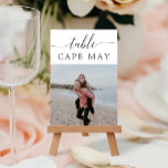 Travel Themed Wedding Photo Table Number Cards<br><div class="desc">Help everyone find their seat with this fun and unique travel themed idea for table numbers! Instead of using traditional numbers, you can display places you have traveled to, then name the table with that destination! This design features an elegant calligraphy script font and editable table name section. Easily add...</div>