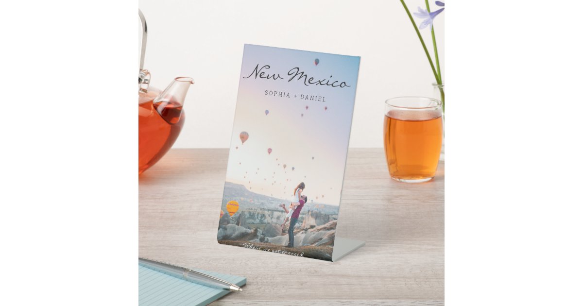 Travel Themed Wedding Table Numbers with Photo Pedestal Sign | Zazzle