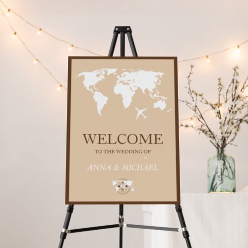 Travel Themed Wedding World Map Boho Welcome Sign