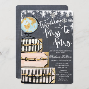 Travel Themed Winter Bridal Shower Invitation