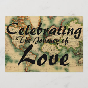 Travel Themed World Map Wedding Invitation