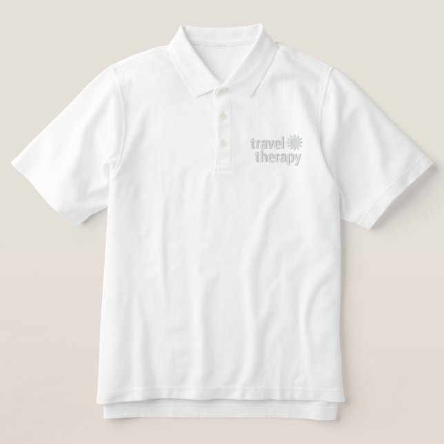 Travel Therapy Custom Embroidered Polo (Design Front)