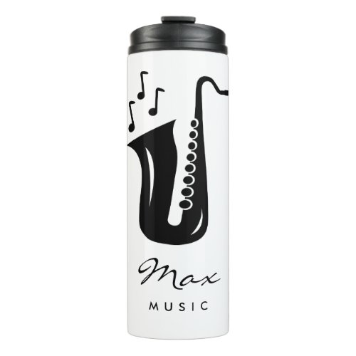 Travel thermal tumbler mug for saxophone player