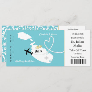 Travel Ticket Boarding Pass Malta Wedding Invite