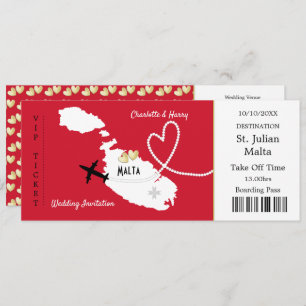Travel Ticket Boarding Pass Malta Wedding Invite