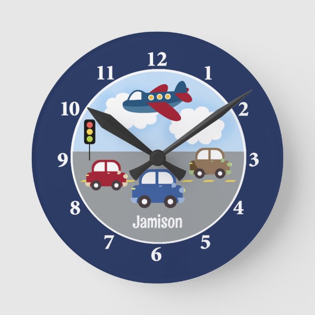 Travel Time Transportation Theme Custom Wall Clock (Front)