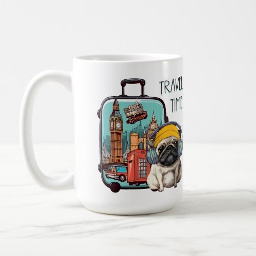 Travel Time With Stylish Pug Coffee Mug