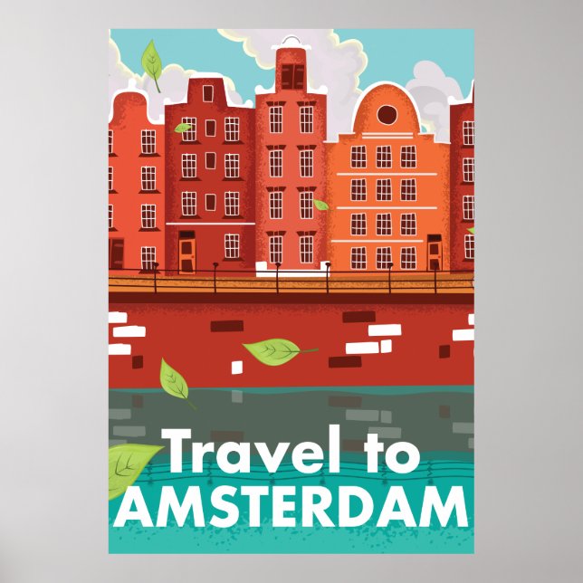 Travel to Amsterdam vintage poster (Front)