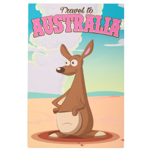 Travel to Australia kangaroo cartoon. Metal Print