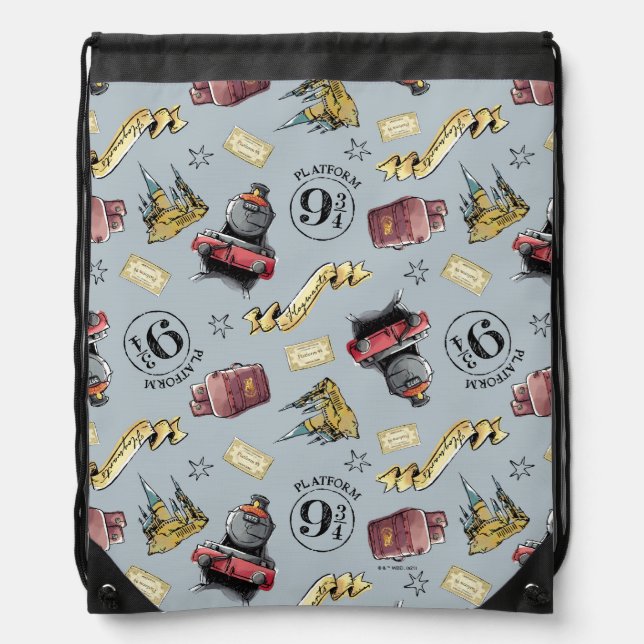 Travel To HOGWARTS™ Pattern Drawstring Bag (Front)