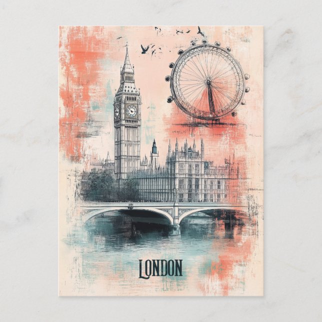 Travel to London United Kingdom Postcard (Front)
