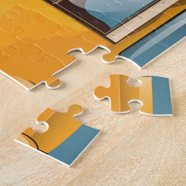 Travel To Madrid vintage vacation poster Jigsaw Puzzle (Side)