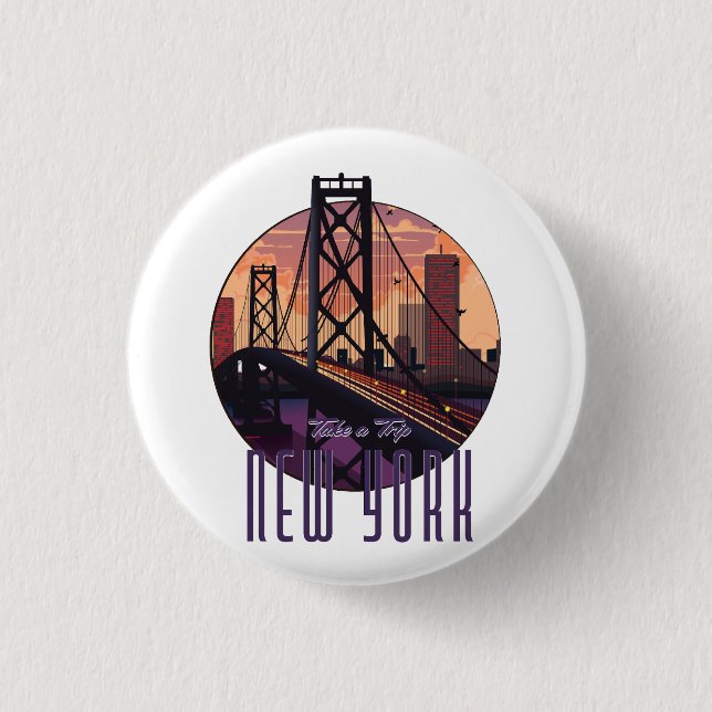 Travel To New York Button (Front)