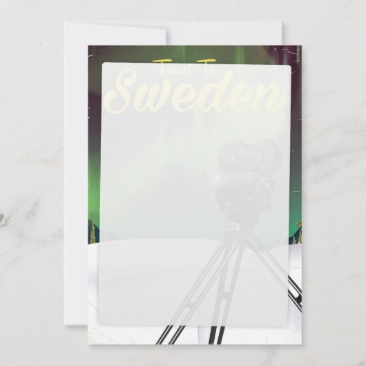 Travel to Sweden Northern lights Camera poster. (Back)