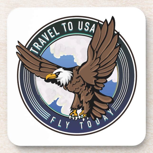 Travel to USA Fly today logo Beverage Coaster (Front)