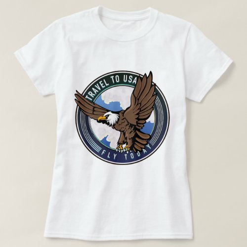 Travel to USA Fly today logo T_Shirt