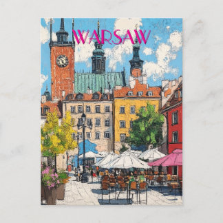 Travel to Warsaw Poland Postcard
