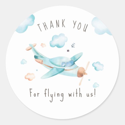 Travel Toy Airplane Boy Baby Shower Thank You Classic Round Sticker