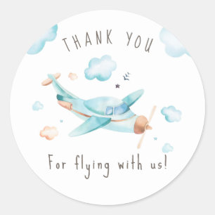 Travel Toy Airplane Boy Baby Shower Thank You Classic Round Sticker