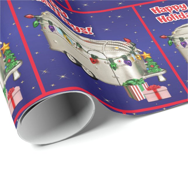 Travel Trailer Camper With Lights Gifts  Christmas Wrapping Paper (Roll Corner)