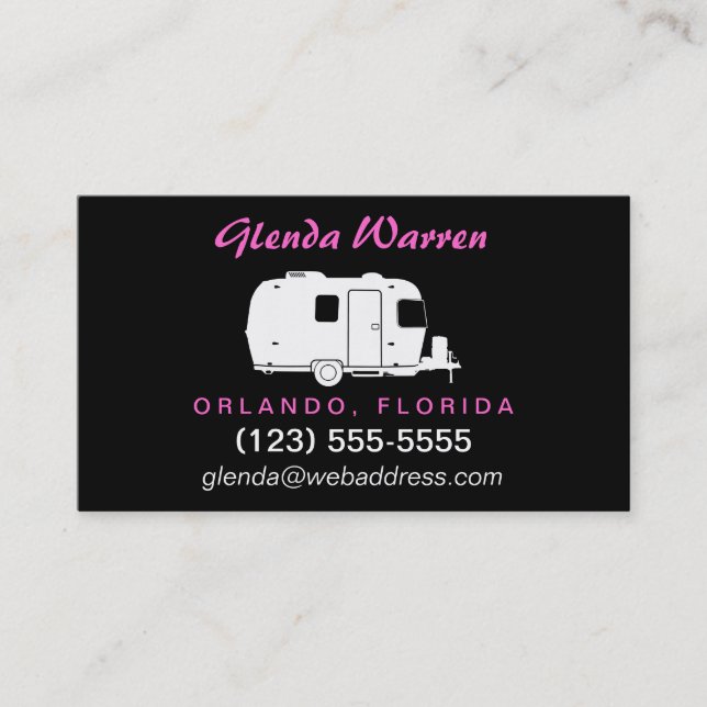Travel Trailer RV Silhouette Calling Card (Front)
