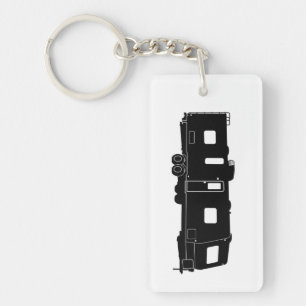 Travel Trailer RV Silhouette on Keychain