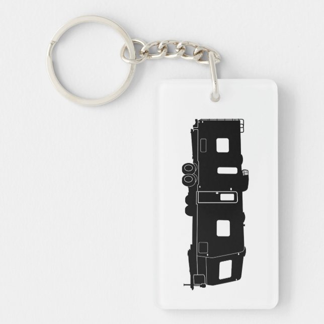 Travel Trailer RV Silhouette on Keychain (Front)