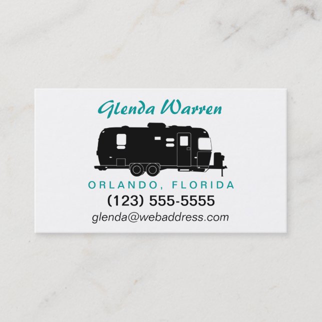 Travel Trailer RV Silhouette Personal Calling Card (Front)
