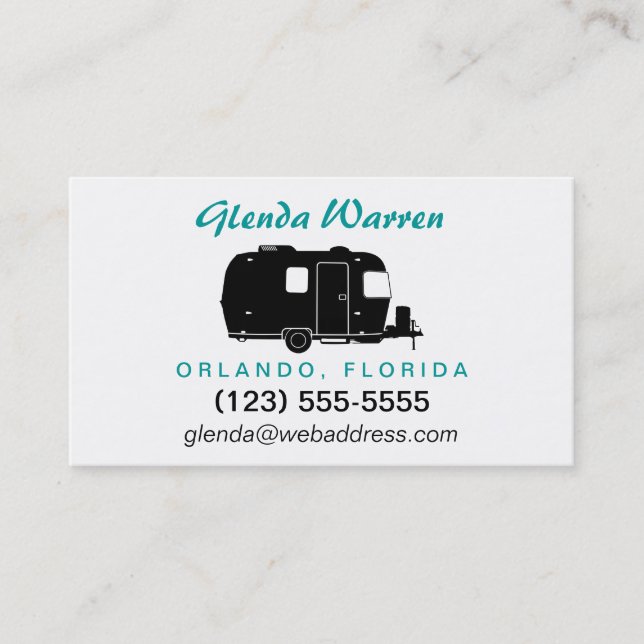 Travel Trailer RV Silhouette Personal Calling Card (Front)