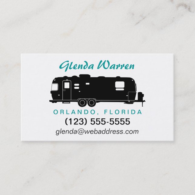 Travel Trailer RV Silhouette Personal Calling Card (Front)