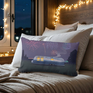 Travel Trailer Silver RV & Night Sky Lumbar Pillow